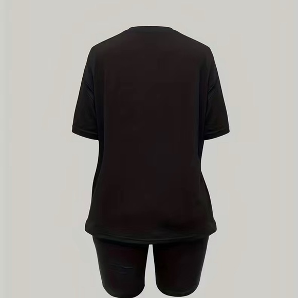 PINK Print Two-piece Set, Short Sleeve Crew Neck Casual 2pcs Outfit For Summer - Picture 2 of 6